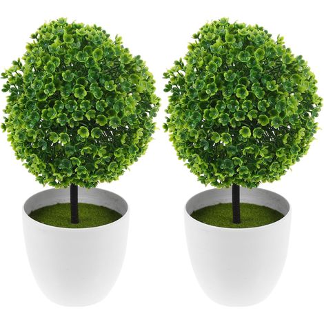 2 Pièces D'Arbres Ornements En Bois Petits Pour Les Décorations De Pin De Forme Rustique Porche Pot Réaliste Décoration De Table Arbuste Vert En Pots Cadeau (1/5)