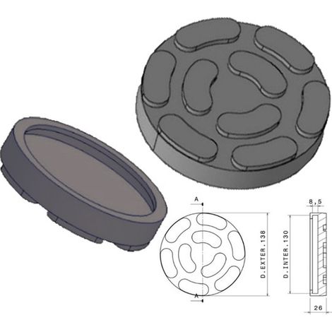 JOMAFA - TACO DE GOMA PARA ELEVADOR DE TALLER CASCOS, AGM, CORGHI, AUTOMAQ, ZIPPO, CONSUL, WEBER, FOG, DAMA. (1/3)