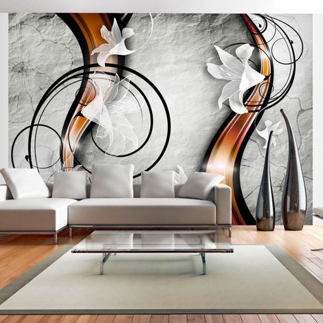 Papier peint lys sur une pierre - 200 x 140 cm