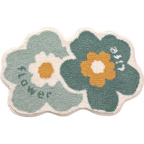 tapis De Sol De Salle De Bain 4060cm Tapis De Sol De Salle De Bain Doux Pour La Peau Et Absorbant Avec Deux Petits Motifs De Fleurs (1/5)