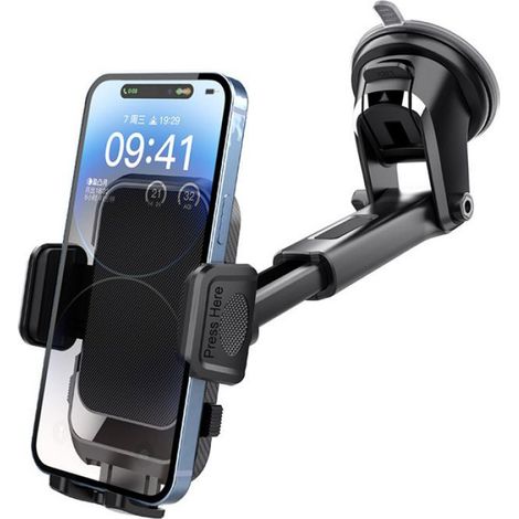 Support Téléphone Voiture - Ventouse Double Verrouillage - Pour Tableau De Bord - 1 Pièce (1/4)