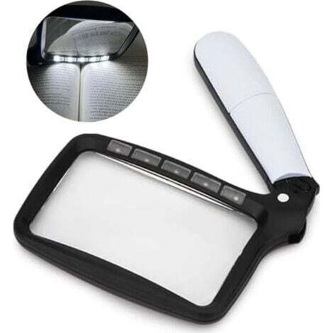 [NEVER USED] Folding pocket magnifier with light, large rectangular reading magnifier with adjustable LED brightness, suitable for seniors to read newspapers