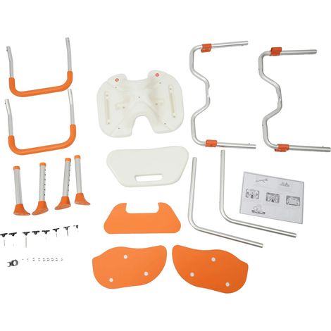 Silla de ducha, altura regulable de 39 a 49 cm, capacidad de carga de 125 kg, dimensiones totales de 58 x 53 cm, peso ligero de 4 kg, patas antideslizantes. (1/5)