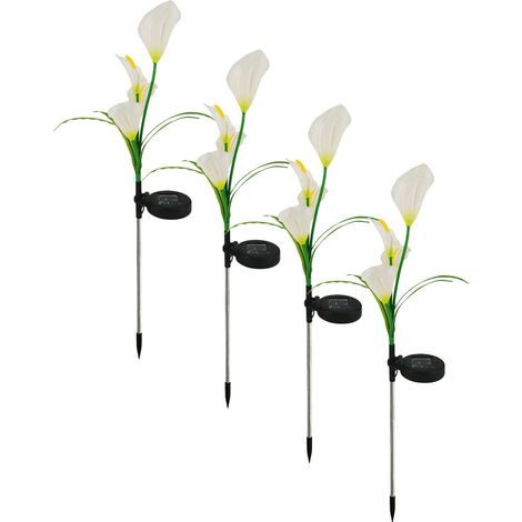 Juego de 4 guirnaldas de luces solares, 16 LED, estilo cala, flexibles, impermeables, para jardín, patio, camino. (1/5)