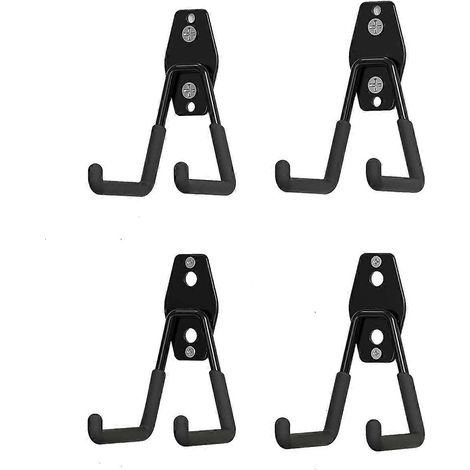 Crochets de garage robustes (lot de 4), crochets de rangement muraux pour vélo, échelle, objets encombrants (1/5)