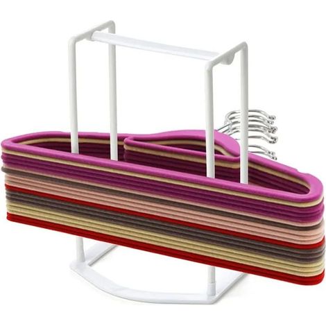 Support Organisateur De Cintres Empilable, Modèle 9,5" Blanc, Porte-Cintres Portable 30+, Rangement Buanderie/Dressing (1/5)
