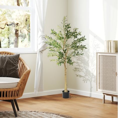 Olivier artificiel 150 cm vert avec 720 feuilles et 32 olives, pot stable (1/5)