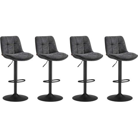 Lot de 4 tabourets de bar réglables hauteur 48,5 x 43 x 93,5-114 cm assise ergonomique style contemporain en flanelle gris ardoise (1/2)