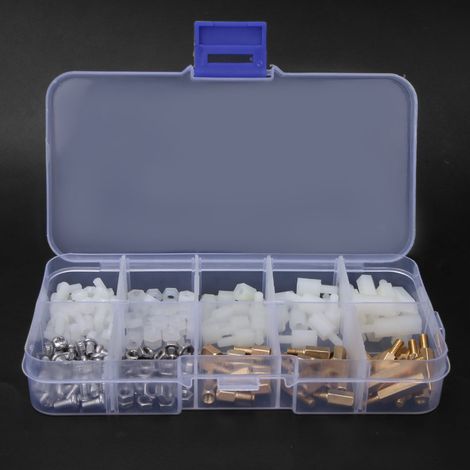 Kit d'assortiment de 180 vis et écrous hexagonaux en laiton, nylon/acier inoxydable, M3 (1/5)