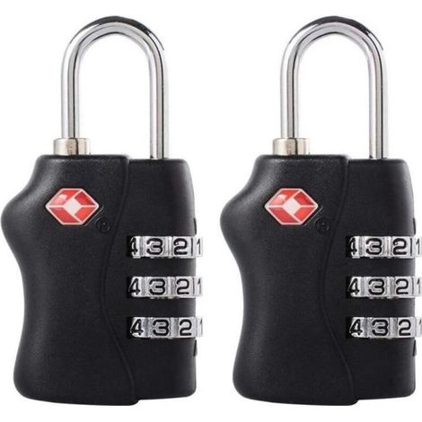 TSA Luggage Locks, 3-Digit Security Padlocks, Combination Padlocks for Suitcases, Bags, and Luggage, Black [2 Pack] (1/4)