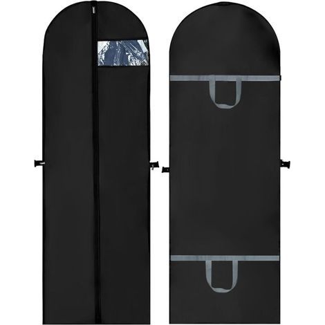 Housses de Vêtements Longues 180 x 60 cm Lot de 2, noir Housse Robe Longue Anti Humidité, Housse Vetements à Suspendre pour costumes, robes, manteaux (1/5)