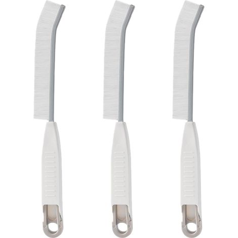 Lot de 3 brosses de nettoyage pour crevasses et crevasses – poils doux avec tête flexible, pour cuisine, salle de bain et voiture, blanc (1/5)