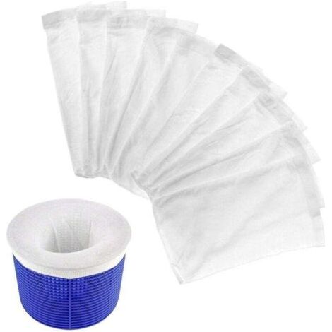 Confezione da 10 calze per skimmer da piscina, resistenti calze elastiche in nylon per filtrare foglie, erba, capelli, muschio e altri detriti.
