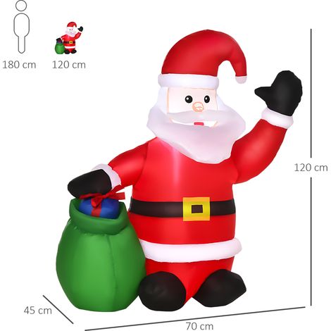 Decoración navideña inflable para exteriores, incluye soplador, 1,2 m, rojo + blanco (1/5)