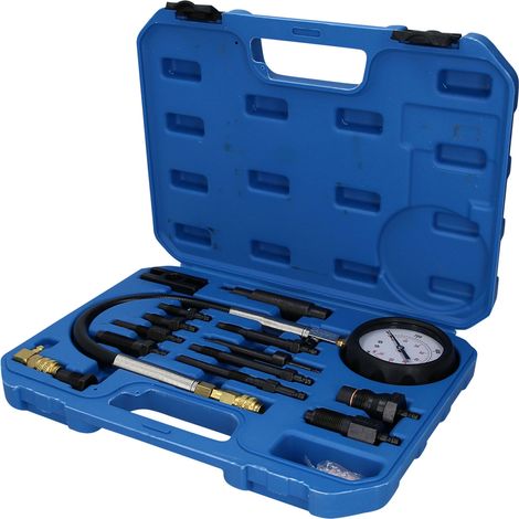 Brilliant Tools – Kit de testeur de compression pour moteurs diesel 15 pièces – 8 adaptateurs pour bougies – Plage de mesure 0-70 bars – BT581050 (1/9)