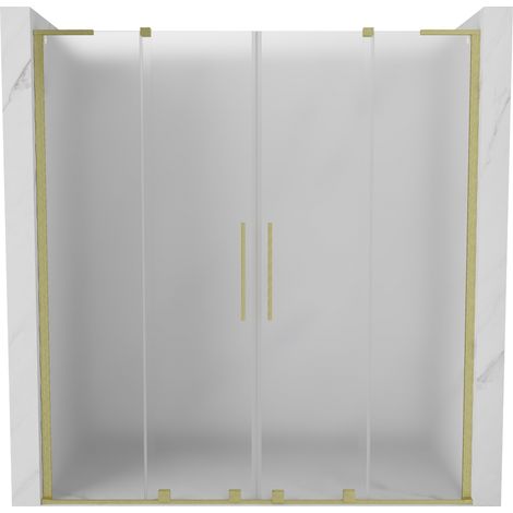 Mexen Velar L Duo porta doccia scorrevole 200 cm, ghiacciato, oro spazzolato - 871-200-003-32-55 (1/5)