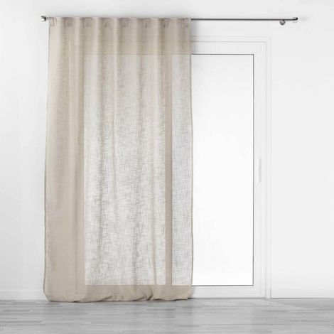 Paris Prix – Rideau voilage 140x240cm – 100% polyester – 8 passants cachés – Effet lin tissé – Couleur noisette – Certification Oeko-Tex Standard 100 (1/5)