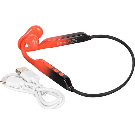 Casque Sport Bluetooth 5.0 à Conduction Osseuse, Micro Intégré, IP56 Antieau pour Running et Fitness - Noir et Orange (1/5)