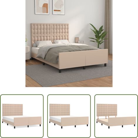vidaXL Kunstlederbett -  Bettgestell mit Kopfteil Cappuccino-Braun 140x190 cm Kunstleder (1/5)
