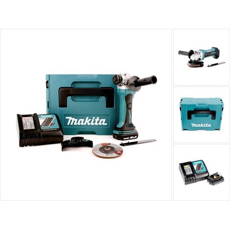 Makita DGA 452 RA1J Akku Winkelschleifer 18 V 115 mm + 1x Akku 2,0 Ah + Ladegerät + Makpac