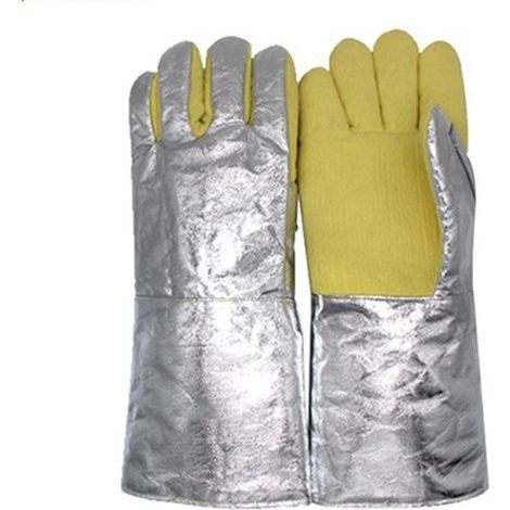 Gants de soudage résistants à la chaleur, en tissu aramide dense tissé, isolés à 500 degrés avec dos en feuille d'aluminium, pour la métallurgie et la fabrication de fer et d'acier. (1/5)
