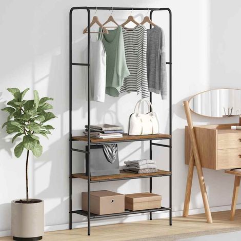 Kleiderständer mit Regal Altholz 77 x 30 x 171 cm Holzwerkstoff