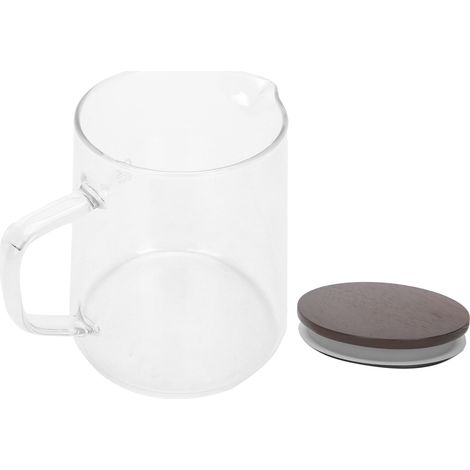 Bouilloire en Verre Résistant à la Chaleur avec Poignée Isolante et Couvercle pour Thé, Lait, Jus (500ml) (1/5)