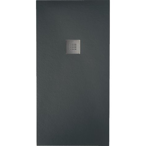 Piatto doccia effetto pietra 80x120 Antracite marmoresina pieno Piletta inclusa (1/3)