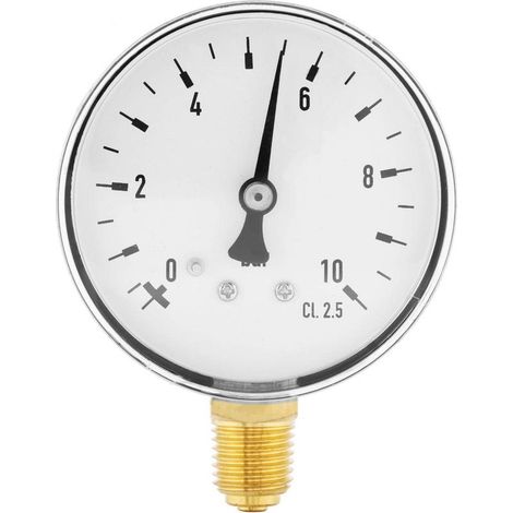 1/4" NPT Manomètre de Pression, Jauge de Vide d'Eau d'Huile d'Air, d'Gaz, Manomètre 010 bar, Manomètre à Vide Connecteur pour Huile, Air, Eau, Gaz (1/5)