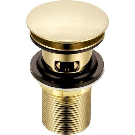 Bouchon d'évier à fente en or brossé Bonde de lavabo escamotable en laiton en forme de champignon pour lavabos de salle de bain à débordement - Raccordement BSP standard (1/2)