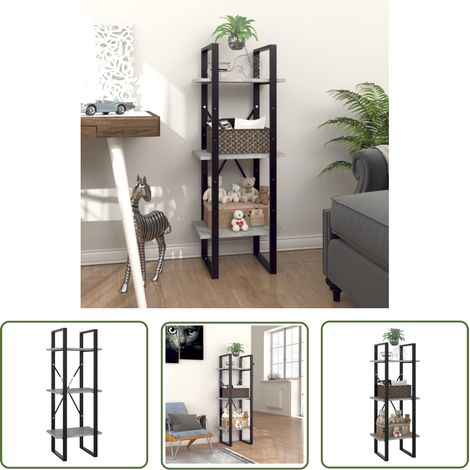 The Living Store Bücherregal 3 Fächer Betongrau 40x30x105 cm Holzwerkstoff - Industrielles Design - Bücherregal - Holzkasten - Regal Grau - Aufbewahrungslösung (1/5)