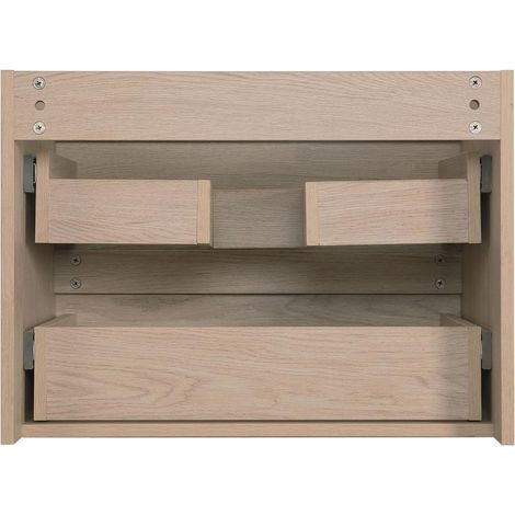 Mob-In – Ensemble meuble salle de bain 60cm – Vasque simple avec colonne 140cm – Décor chêne – Panneau mélaminé résistant — vue 4
