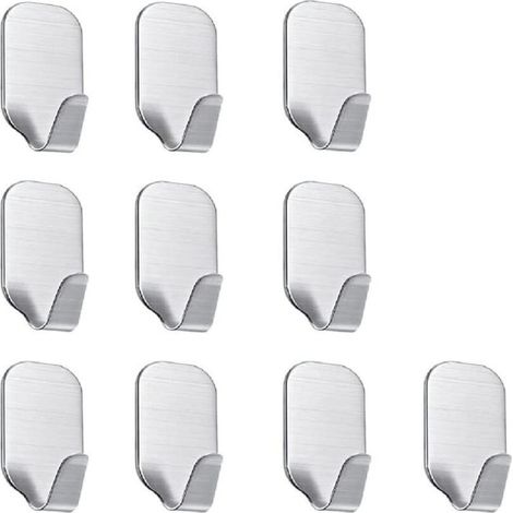 Petits crochets autocollants en acier inoxydable pour suspendre des objets, paquet de 10 (1/5)