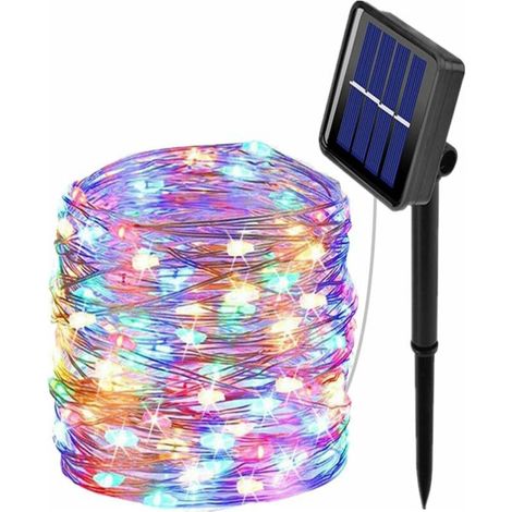 Lampes solaires extérieur jardin multicolores – 10 mètres, 100 LED – Éclairage festif sans fil – Détecteur crépusculaire automatique (1/5)