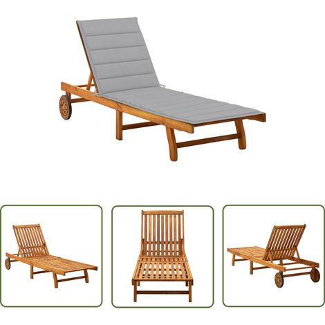 The Living Store Sonnenliege mit Auflage Akazie Massivholz - Holz-Sonnenliege - Gartenliege - Akzidenzliegenstelle - Lounge Chair - Gartenmöbel (1/5)