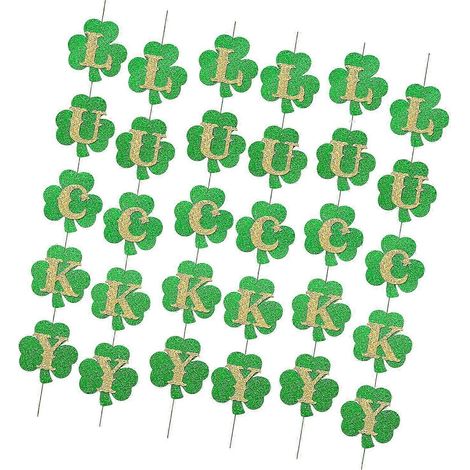 Lot de 6 guirlandes de trèfles de la Saint-Patrick, élégantes et vertes, multicolores, pour la décoration de la maison et des lieux de fête. (1/5)