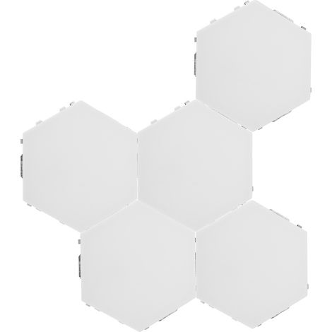 Innovative sechseckige DIY-Wandleuchte zur Dekoration von Schlafzimmer und Wohnzimmer, 100–240 V, 5 Leuchten inklusive Netzteil (1/5)