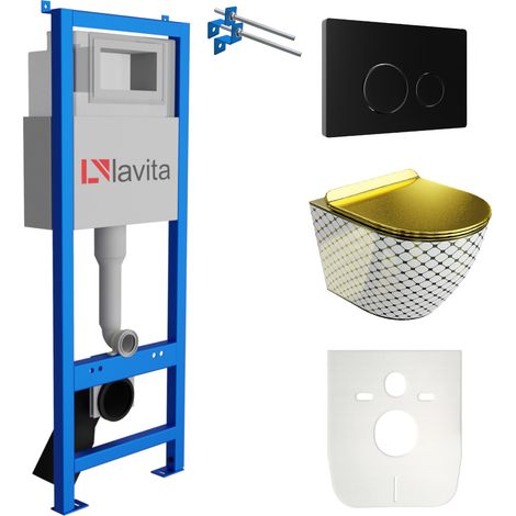LAVITA WC Set mit Vorwandelement, Wand-WC und Spülknopf (1/5)
