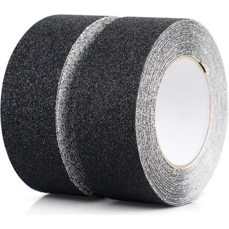(5cm x 5m, Noir)2 Pack Ruban antidérapant, Bandes antidérapantes avec Ruban adhésif antidérapant pour escaliers, marches, revêtements de Sol, Ruban antidérapant Solide, Autocollant