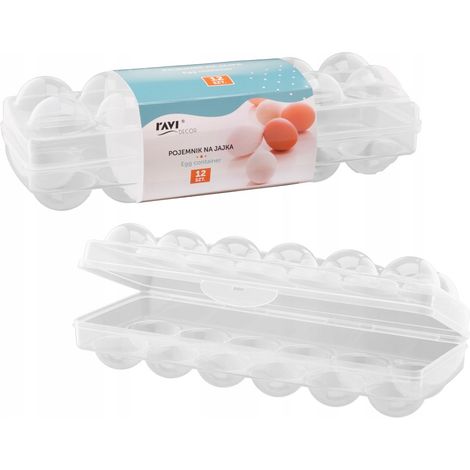 Contenitore per uova in plastica trasparente per frigorifero, confezione da 12 pezzi (1/2)