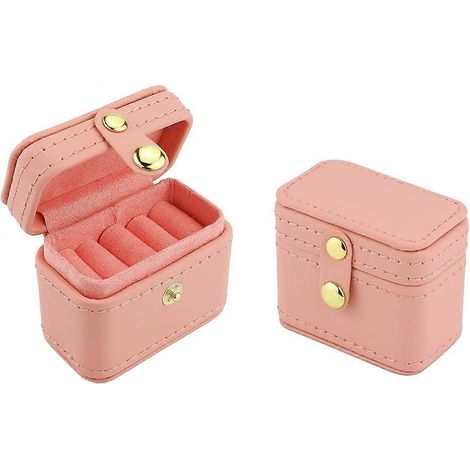 Boîte à bagues, petite boîte de voyage pour bijoux, organisateur, mini-boîte à bijoux portable (rose) (1/5)