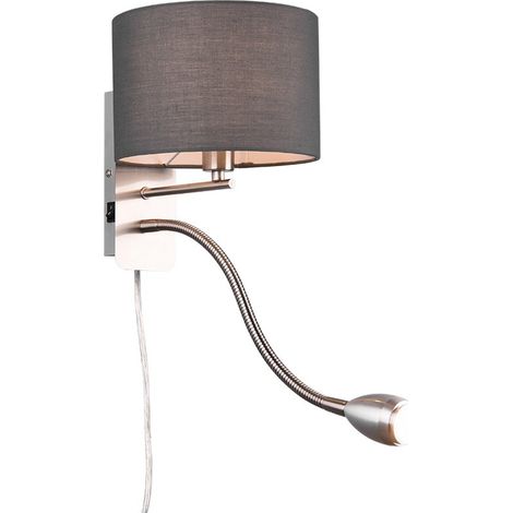 HOTEL APPLIQUE LED 1 LUCE LED 3,1W 310lm, 3000K+ 1 LUCE ATTACCO E14 PARALUME GRIGIO 20X23,5CM (1/5)