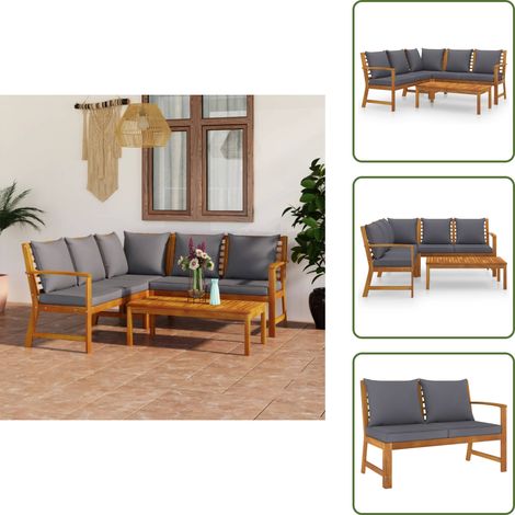 4-tlg. Garten-Lounge-Set mit Auflagen Massivholz Akazie - Gartenmöbel - Loungesessel - Outdoormöbel - Esszimmergarnitur - Holzsessel