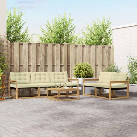 vidaXL Outdoor-Sofagarnitur 6 pcs Weiß und Creme 79 x 79 x 37 cm (1/5)