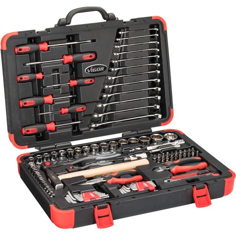 VIGOR, Caisse à outils avec 95 outils, ouverture mâchoires 3 - (1/4)
