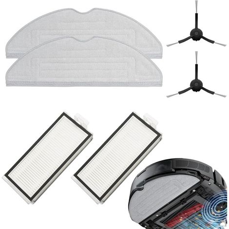 Lot Of 2 Lingettes,2 Filtre Hepa Et 2 Brosse Latérale Noir,Kit De Remplacement,Accessoires Kits Compatibles Avec Roborock S7/S7 Max Ultra/S7 Maxv Ultra/S7 Pro Ultra/S8/S8 +/S8 Pro Ultra (1/5)