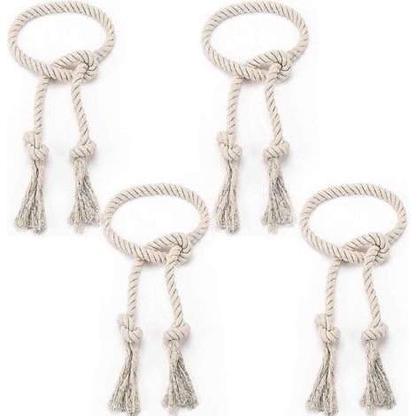 Lot de 4 embrasses de rideaux en coton naturel, cordelette pour rideaux (1/5)