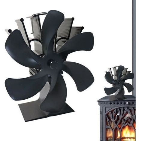 Ventilateur Poele à Bois 6 Pales Ventilateur Cheminée Alimenté à la Chaleur Ventilateur Silencieux avec Protection Contre le