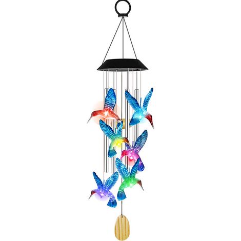 Carillon solaire colibri à couleurs changeantes pour jardin/terrasse - Cadeau de Thanksgiving (1/3)