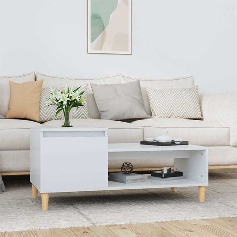 vidaXL Coffee Table High Gloss White 100x50x45 cm Engineered Wood (1/5)